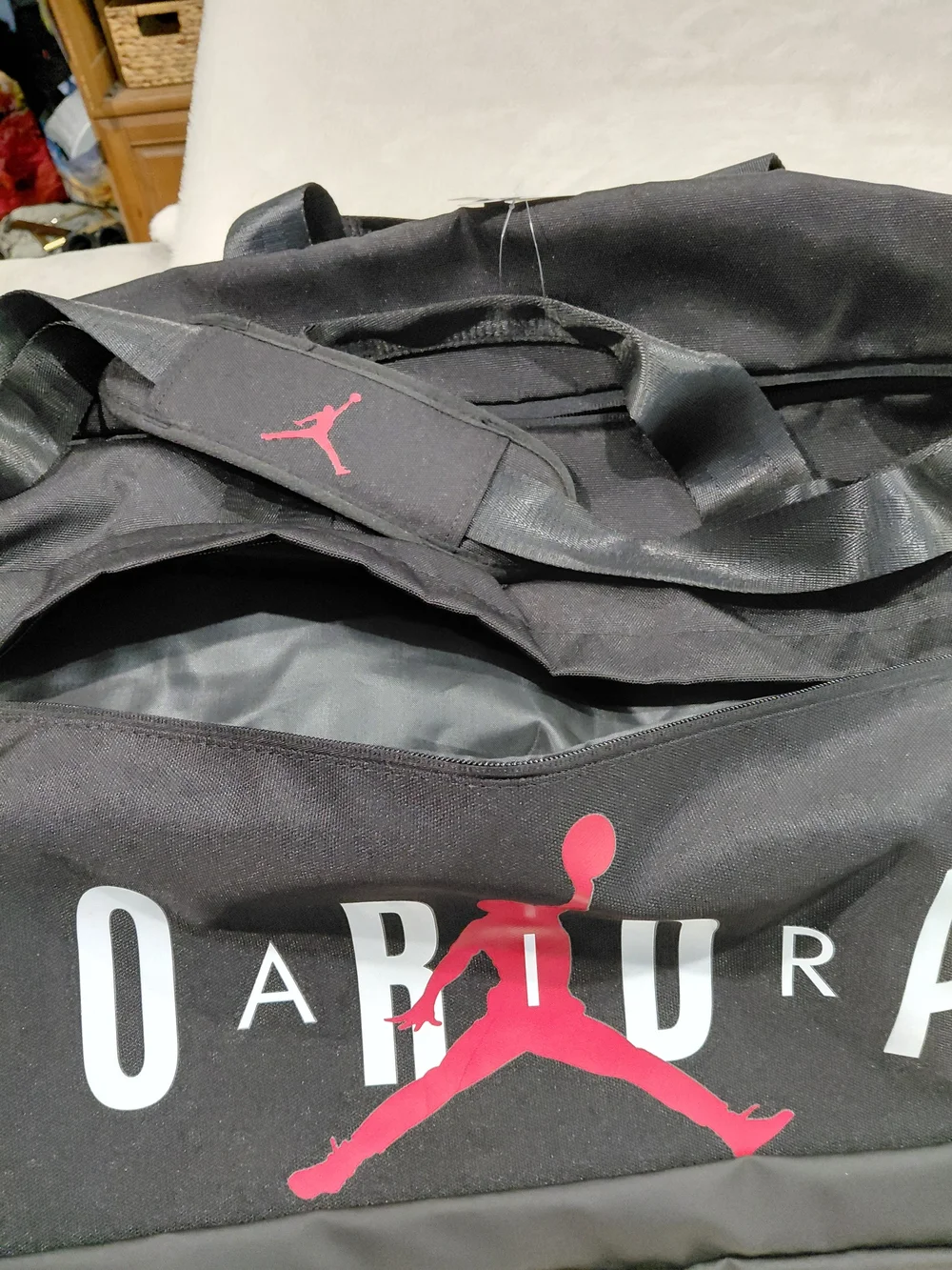 NWT Jordan Jumpman Men’s Black and Red Large Duffle Bag